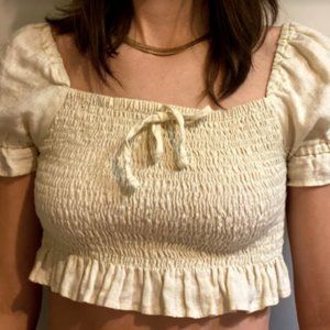 Faithfull the Brand Linen Cream Lenora Crop Top M